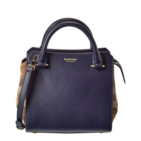 Burberry Banwell Check Canvas & Leather Satchel, Blue - Picture 1 of 4